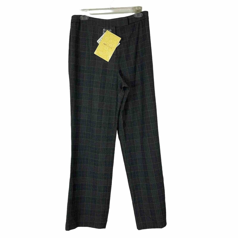 Dialogue Glen Plaid Dress Pants Womens 12 Grey Plaid Straight Leg NWT